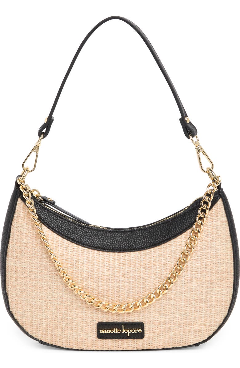 Nanette Lepore Natasha Straw Baguette Shoulder Bag, Main, color,