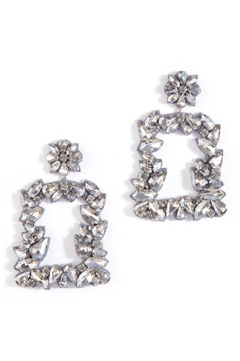 Anushka Mixed Cut Crystal Drop Earrings, Main, color, SILVER