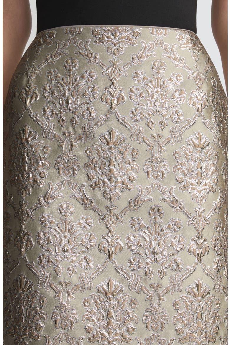 Metallic Baroque Botanical Brocade Midi Pencil Skirt, Alternate, color, NATURAL MULTI