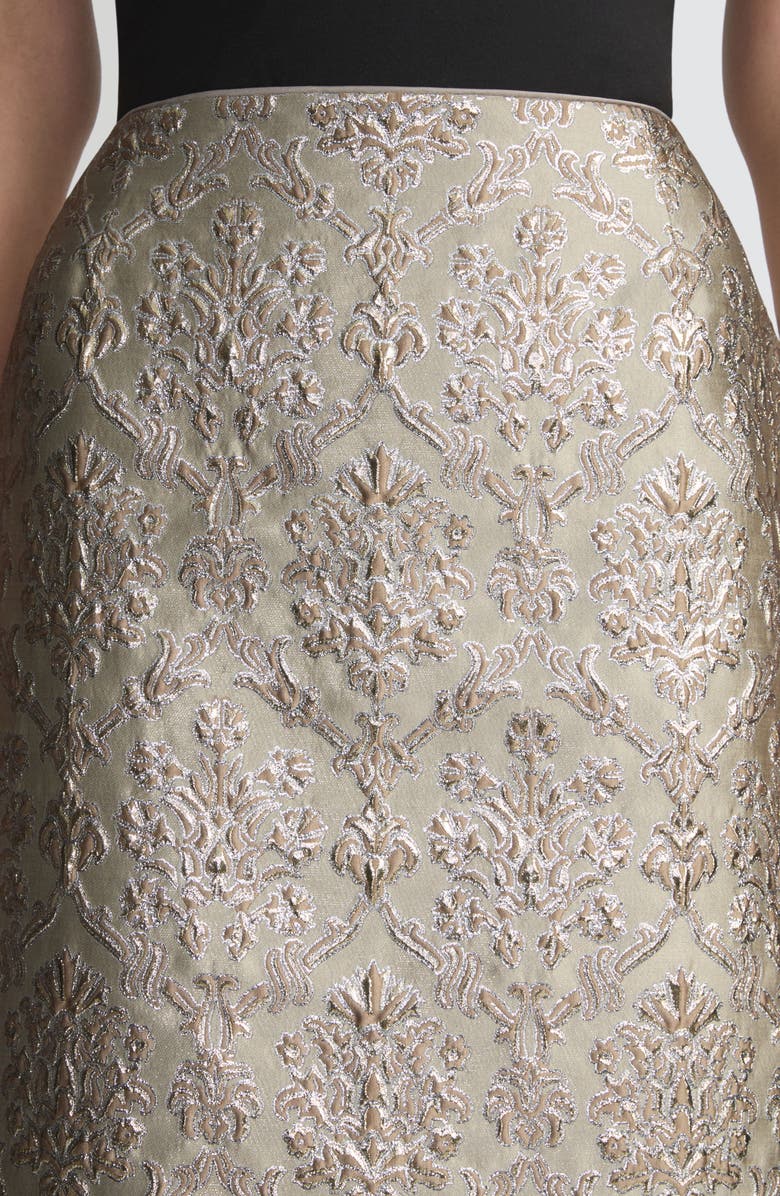 Lafayette 148 New York Metallic Baroque Botanical Brocade Midi Pencil Skirt, Alternate, color, 