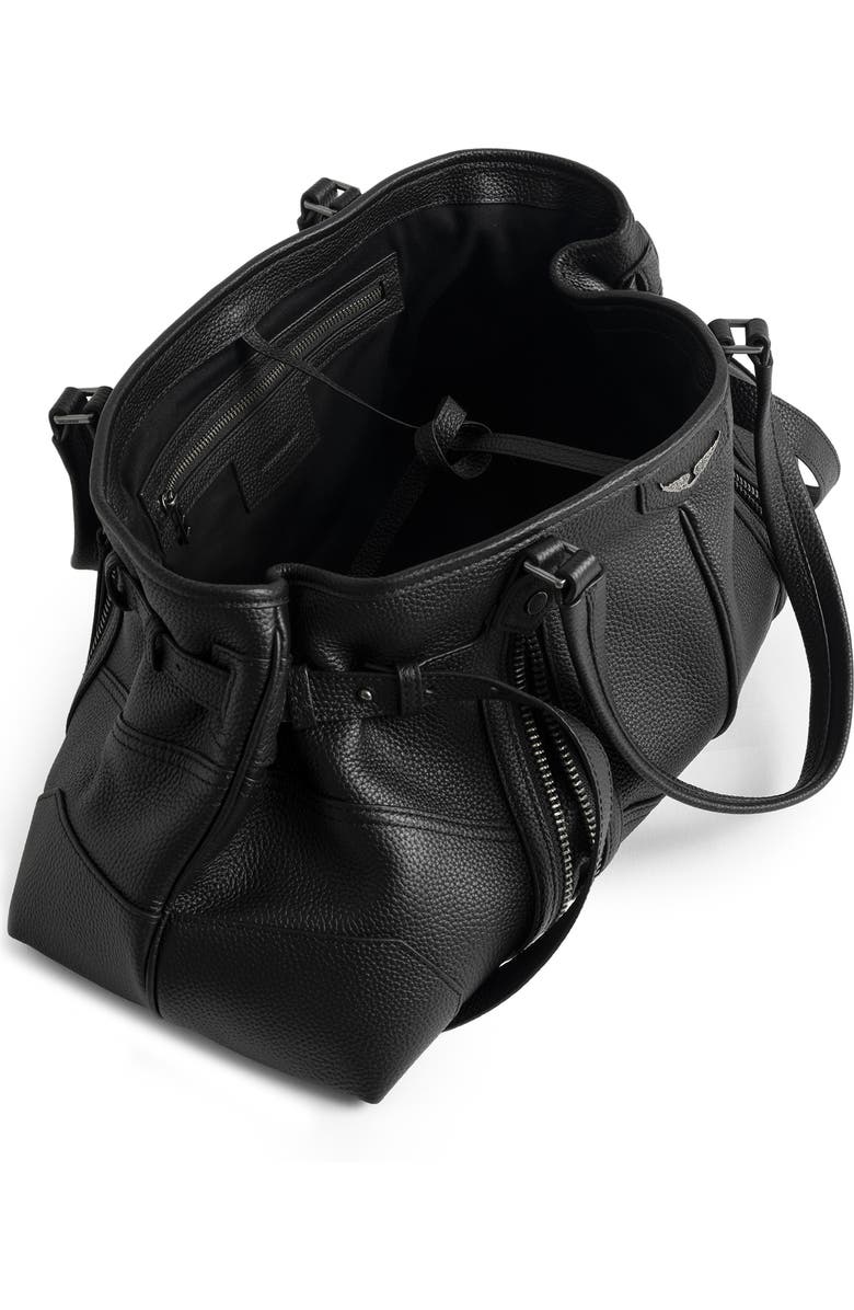 Zadig & Voltaire Sunny Grained Leather Shopper, Alternate, color, Black