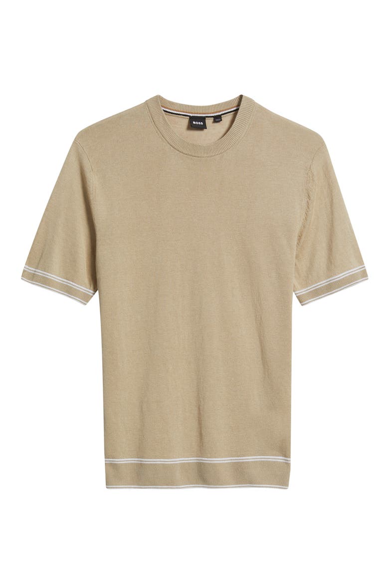 Norberto Linen Blend Short Sleeve Sweater, Alternate, color, OPEN BEIGE
