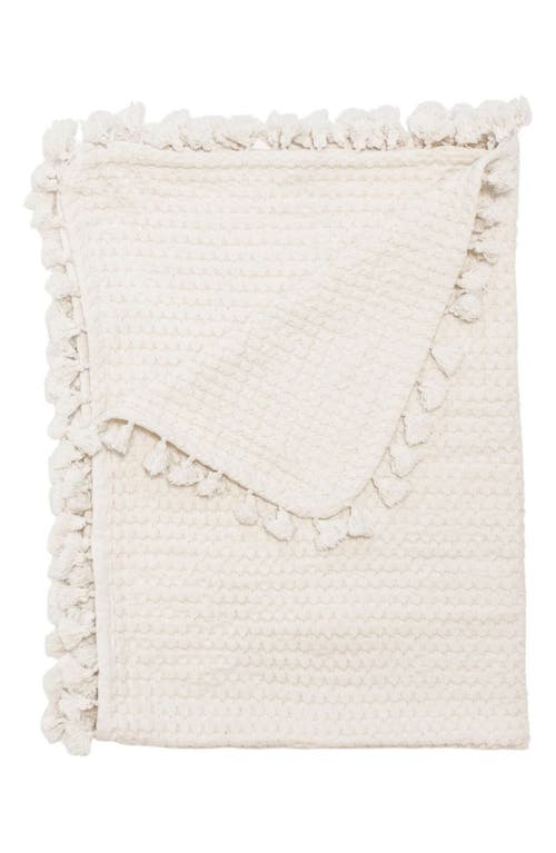 CRANE BABY Birch Tassel Waffle Knit Cotton Baby Blanket in White  product