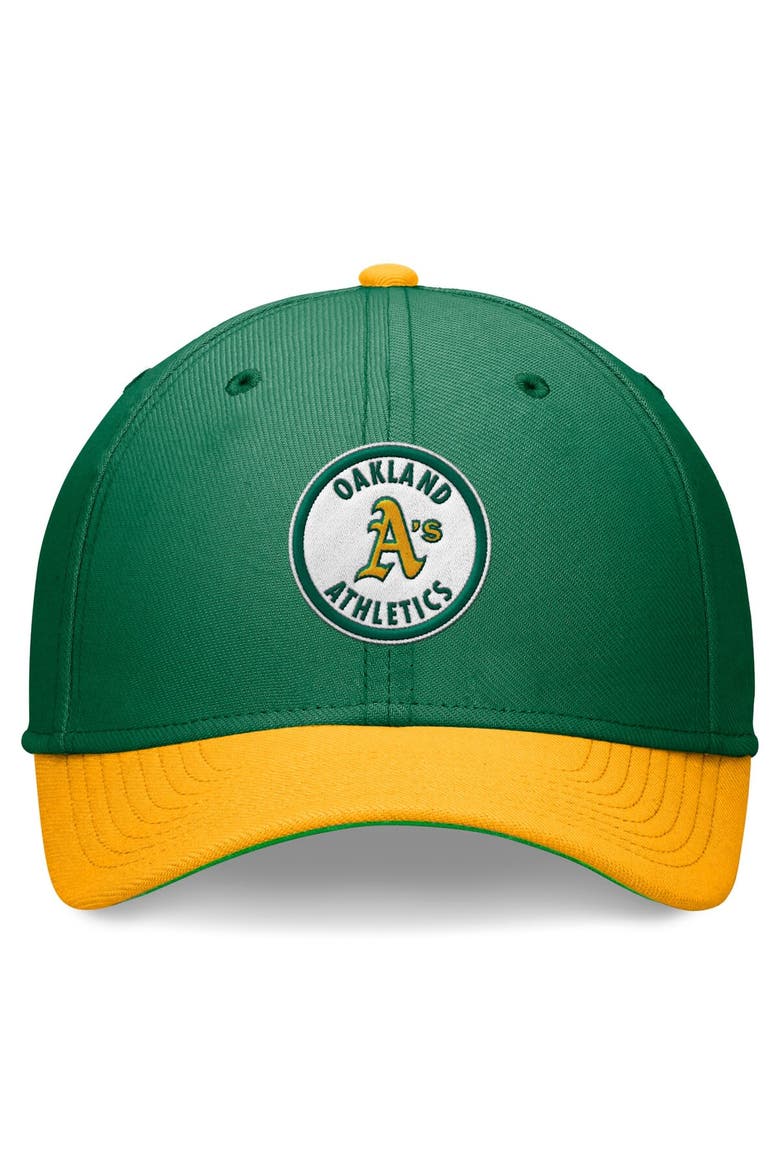 Men's Nike Green/Gold Oakland Athletics Cooperstown Collection Rewind Swooshflex Performance Hat, Alternate, color, Green