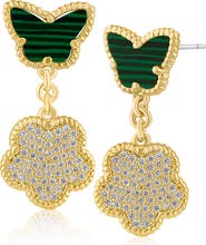 CZ by Kenneth Jay Lane Stone Butterfly & Pavé Cubic Zirconia Clover Drop Earrings