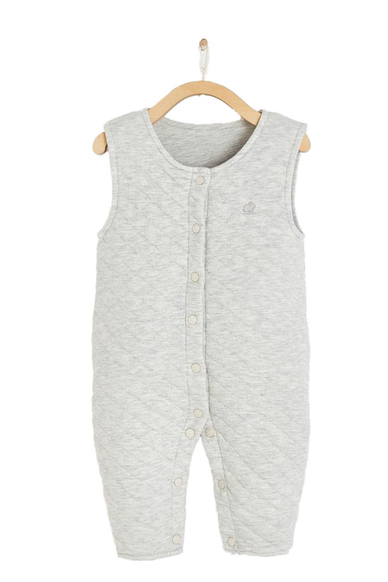 Premium Cotton Mini Quilted Overalls For Infant, Main, color, Grey
