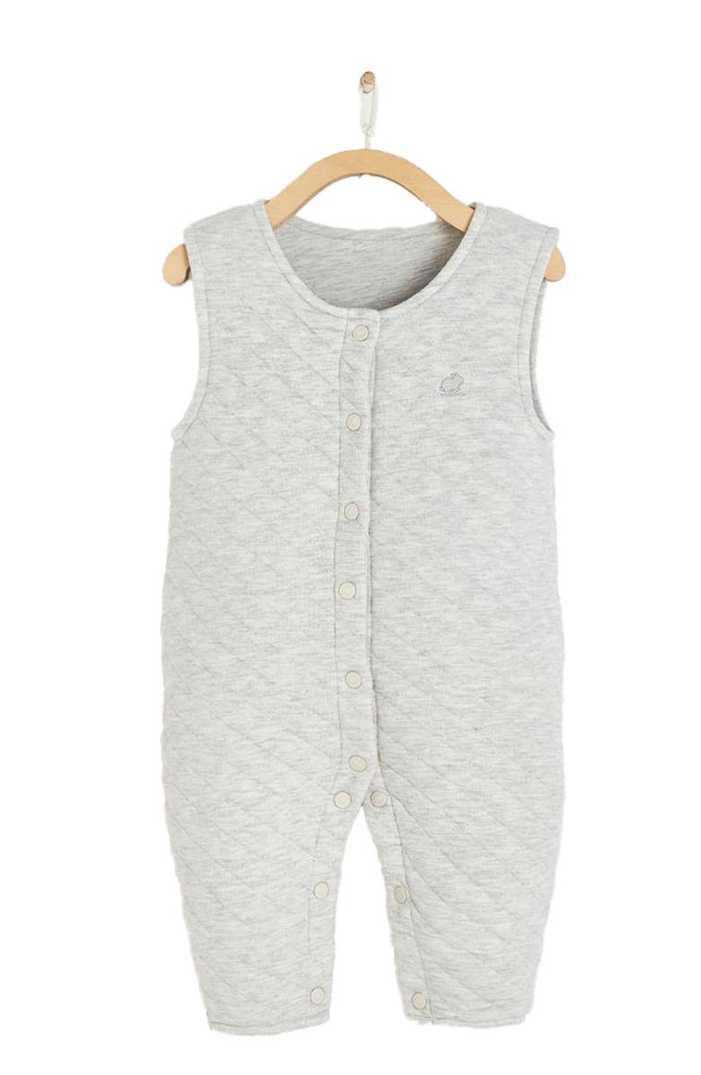 Babycottons Premium Cotton Mini Quilted Overalls For Infant, Main, color, Grey