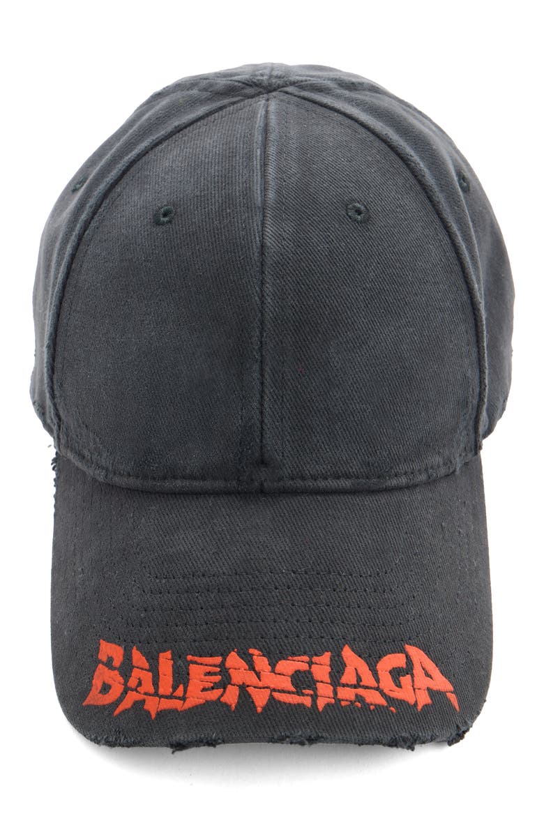Logo Distressed Cotton Drill Baseball Cap, Alternate, color, 1000 BLACK