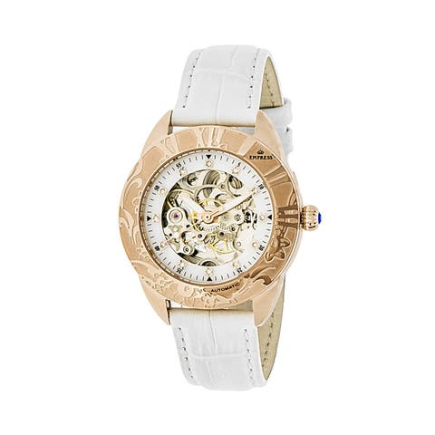 Godiva Automatic MOP Leather-Band Watch