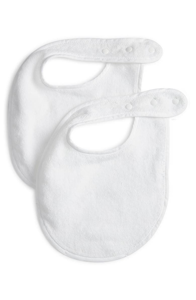 WEEZIE Set of 2 Organic Cotton Terry Bibs, Main, color, White