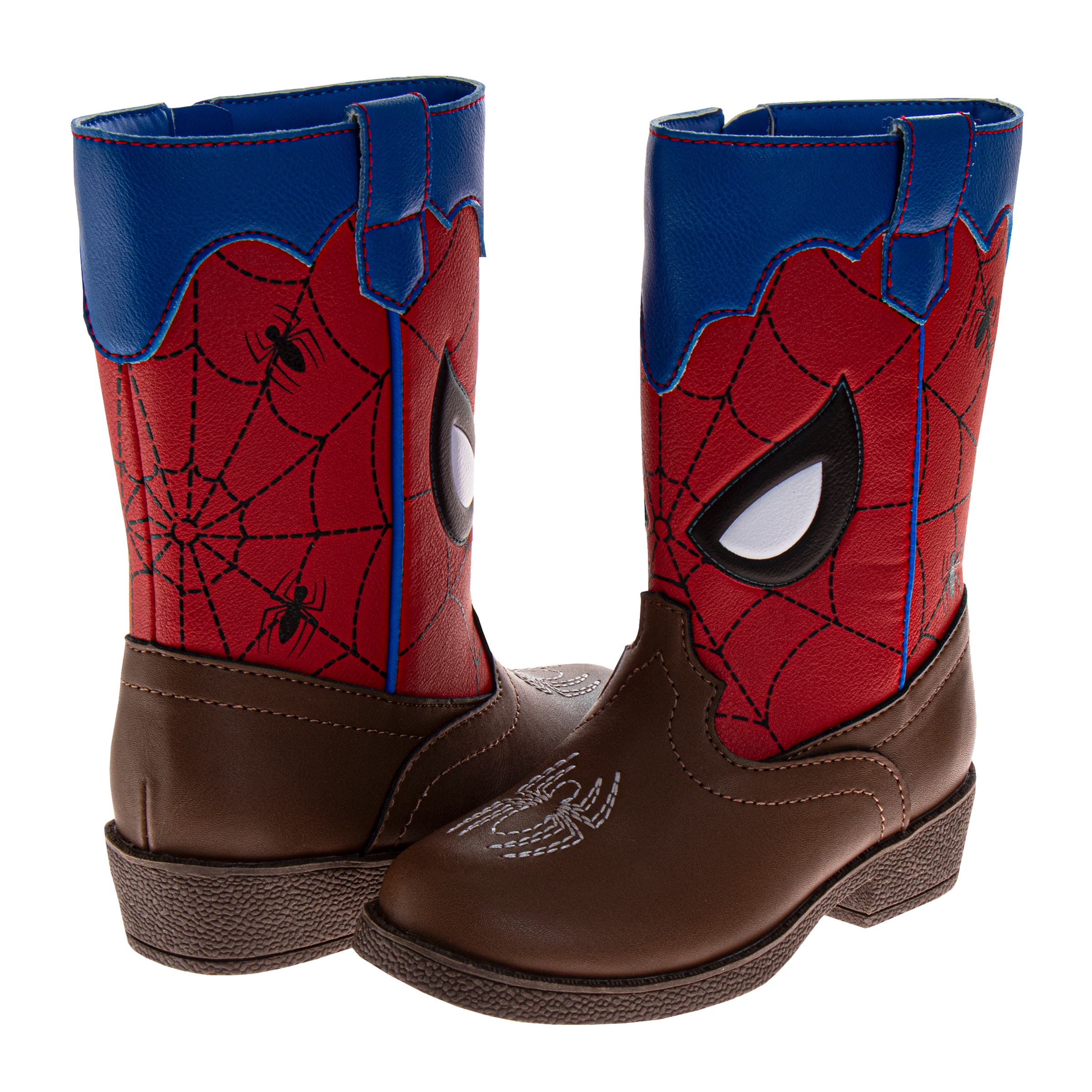 Spider-Man Cowboy Boots Boys Web-Slinger Western Style, Alternate, color, Brown Red