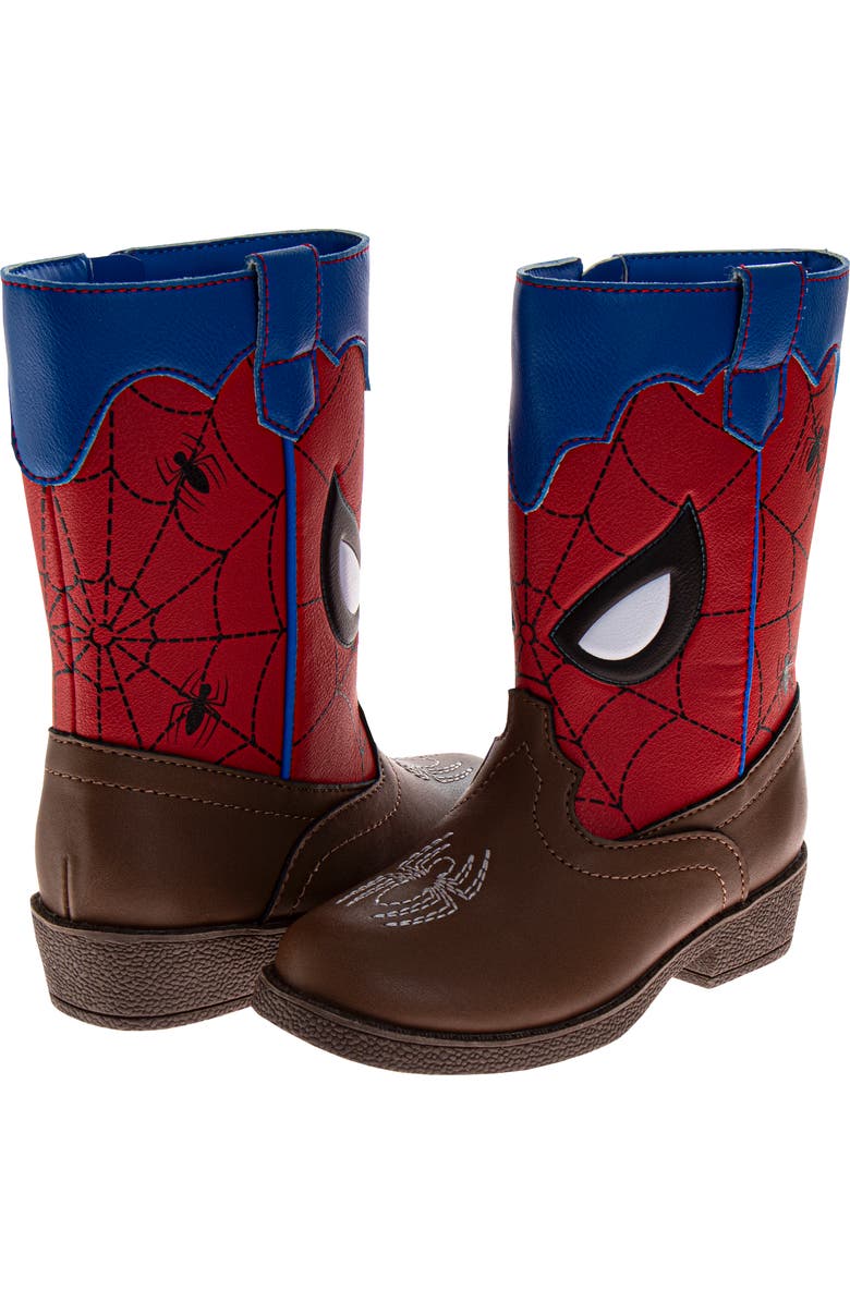 Spider-Man Cowboy Boots Boys Web-Slinger Western Style, Alternate, color, Brown Red