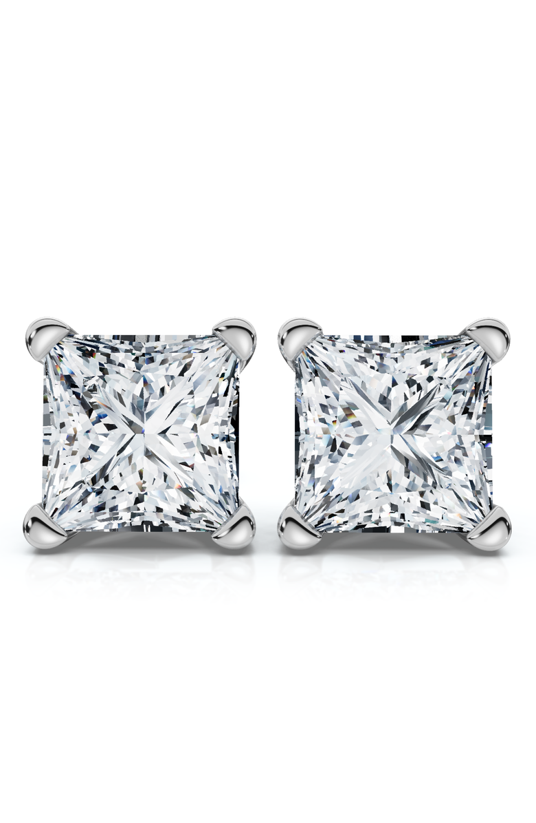 Bliss Diamond Certified 4Ct Princess Cut Martini Studs 14k Gold Lab Grown, Main, color, 14K White Gold
