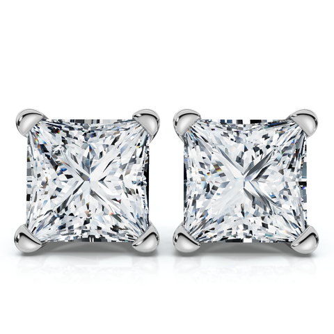 Certified 4Ct Princess Cut Martini Studs 14k Gold Lab Grown