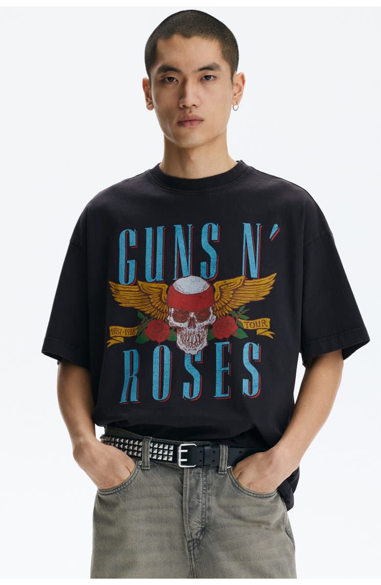 H&M Oversized Fit T-shirt, Alternate, color, Black/Guns N' Roses