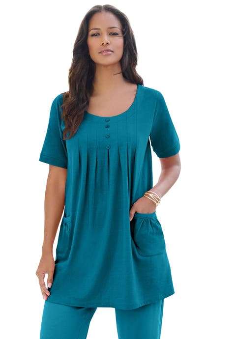 Plus Size Two Pocket Soft Knit Swing Tunic