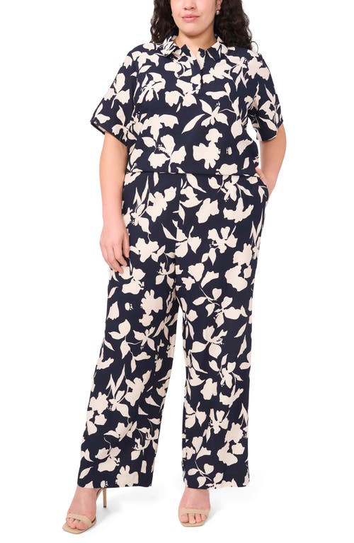 Halogenr Halogen(r) Floral Popover Top In Classic Navy