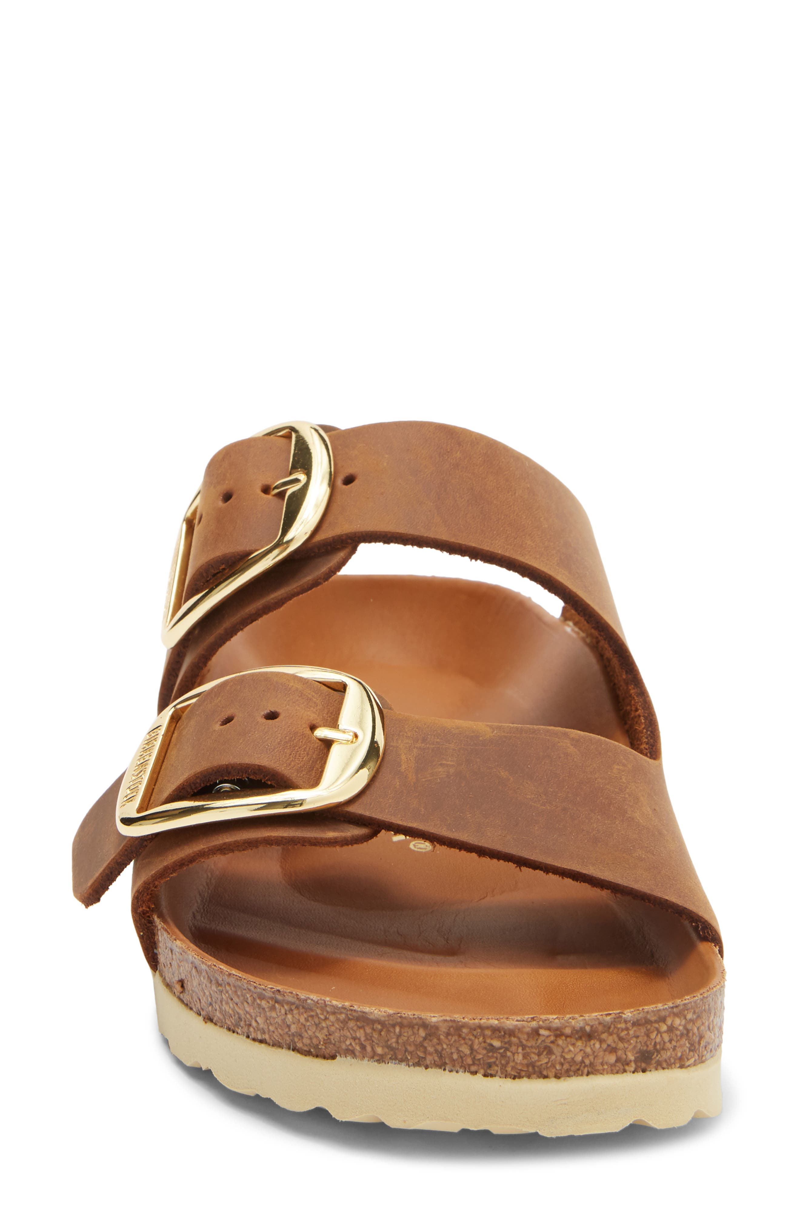 Arizona Big Buckle Slide Sandal, Alternate, color, ANTIQUE COGNAC OILED LEATHER
