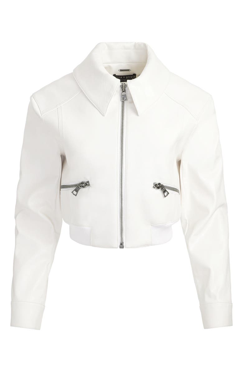 Alice + Olivia Hyde Faux Leather Crop Bomber Jacket, Alternate, color,