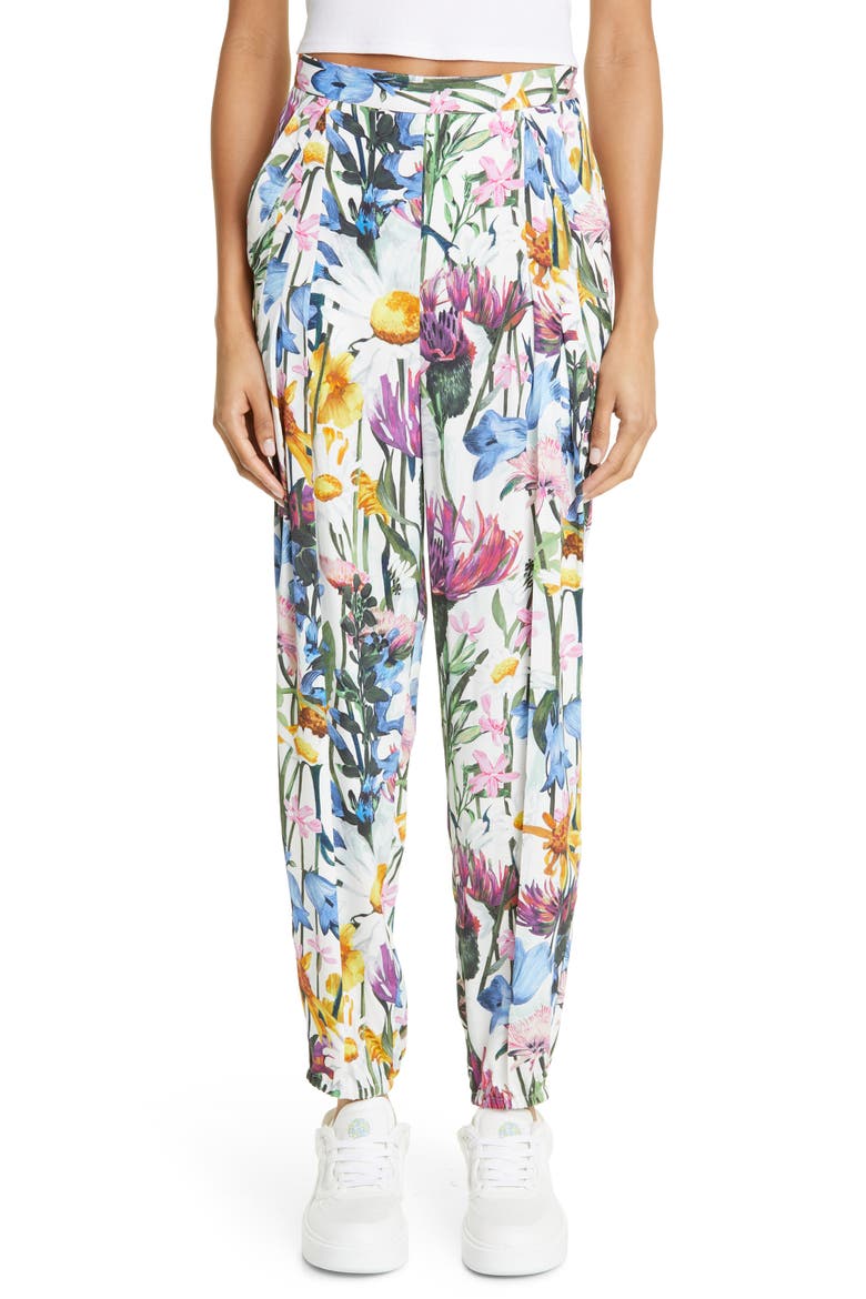 Floral Print Straight Leg Pants, Main, color, 8475- MULTICOLOR