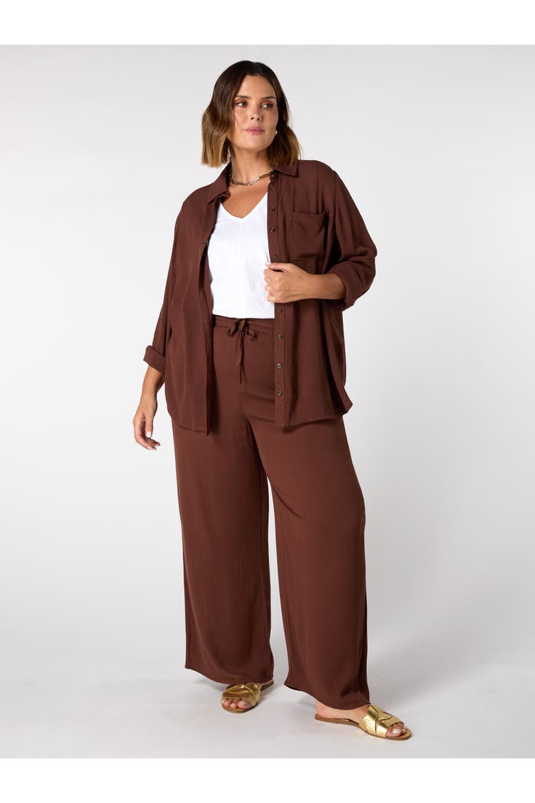 Crinkle Drawstring Pants, Main, color, Chocolate