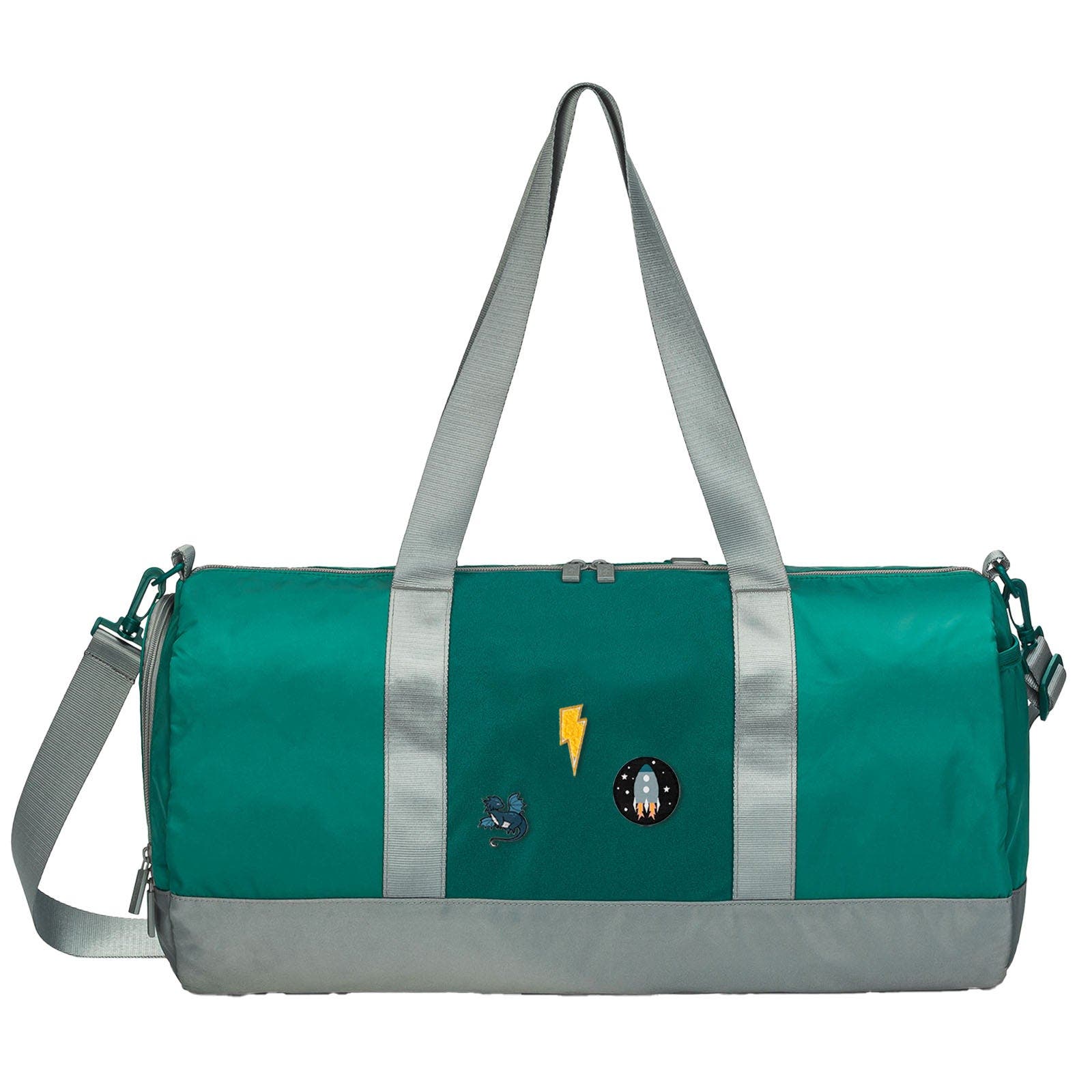 Customizable Duffel Bag + 3 Patches Out of This World Set, Main, color, Peacock