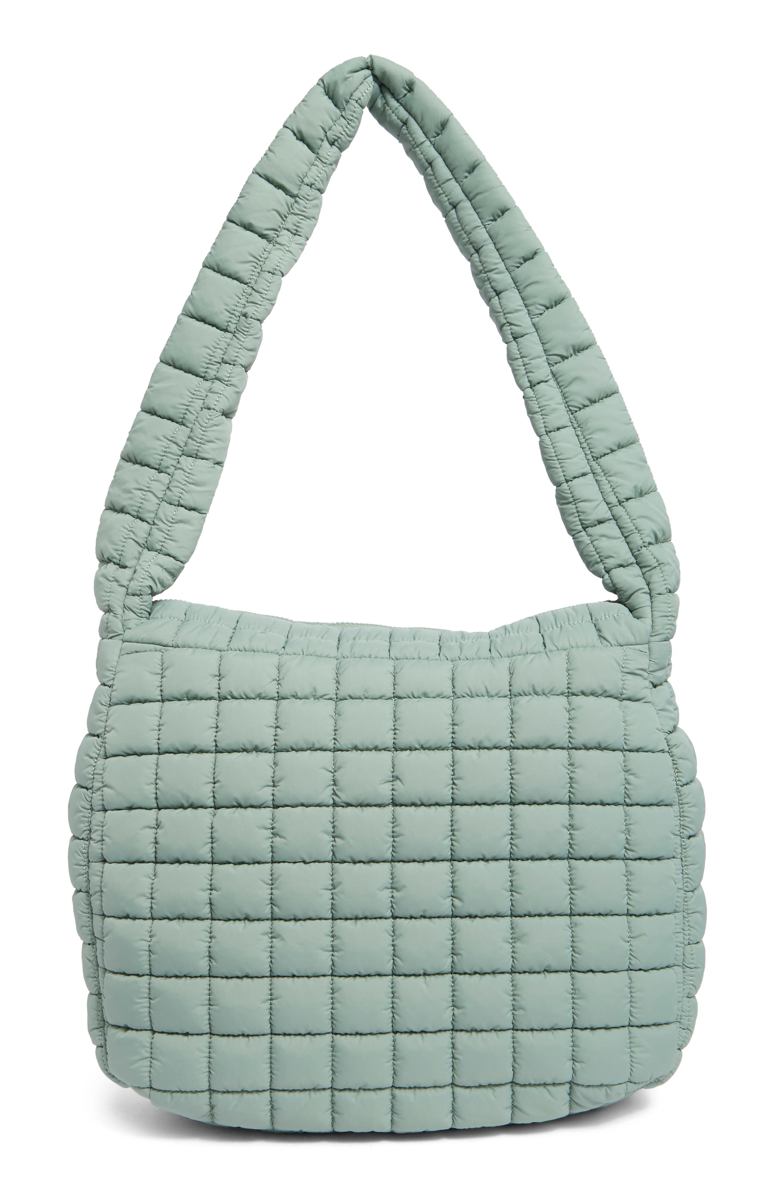 URBAN EXPRESSIONS HANDBAGS Square Quilt Nylon Hobo Bag, Alternate, color, Sage