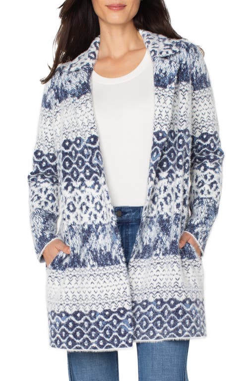 Liverpool Los Angeles Longline Open Front Jacquard Cardigan In Multi