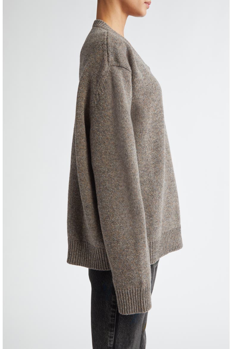 Marled Wool V-Neck Sweater, Alternate, color, GREY/ BROWN