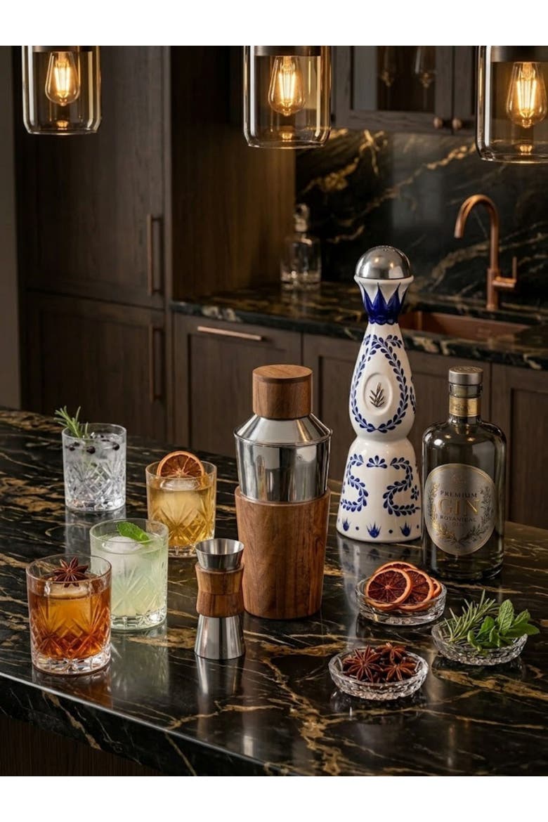 Chicago Cocktail Set, Alternate, color, Brown & Silver