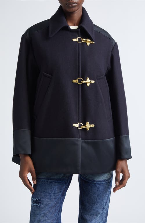 Wales Bonner Keiko Mixed Media Coat in Navy/Black  product
