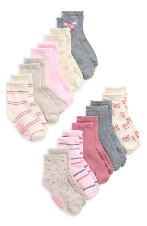 Bows Assorted 10-Pack Gripper Crew Socks (Toddler)