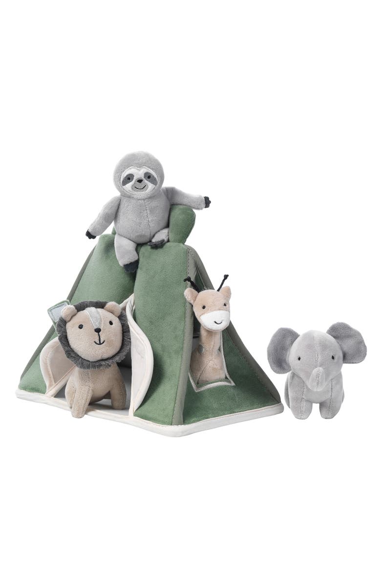 Lambs & Ivy Interactive Plush Safari/Jungle Tent with Stuffed Animal Toys, Main, color, Green