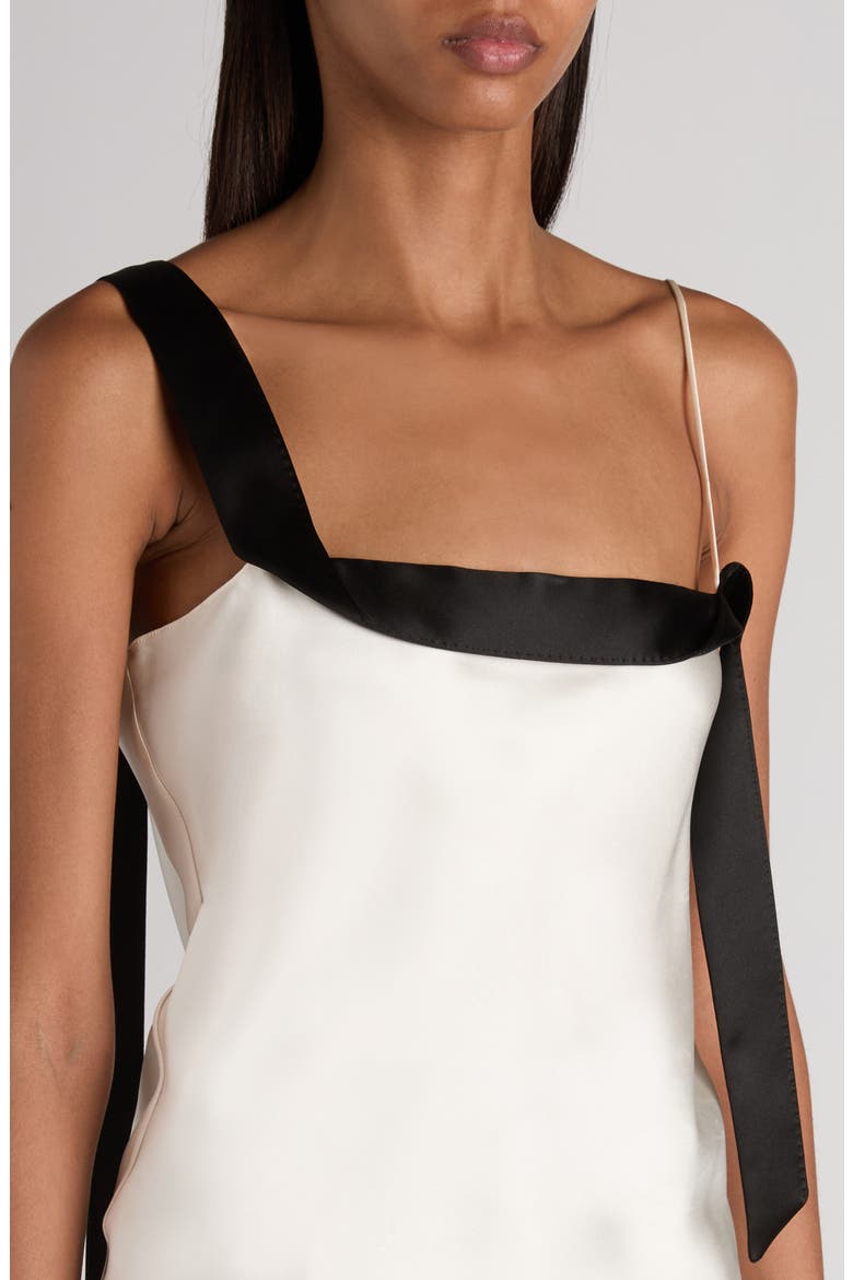 Tuxedo Band Silk Satin Camisole, Alternate, color, OFF WHITE/ BLACK
