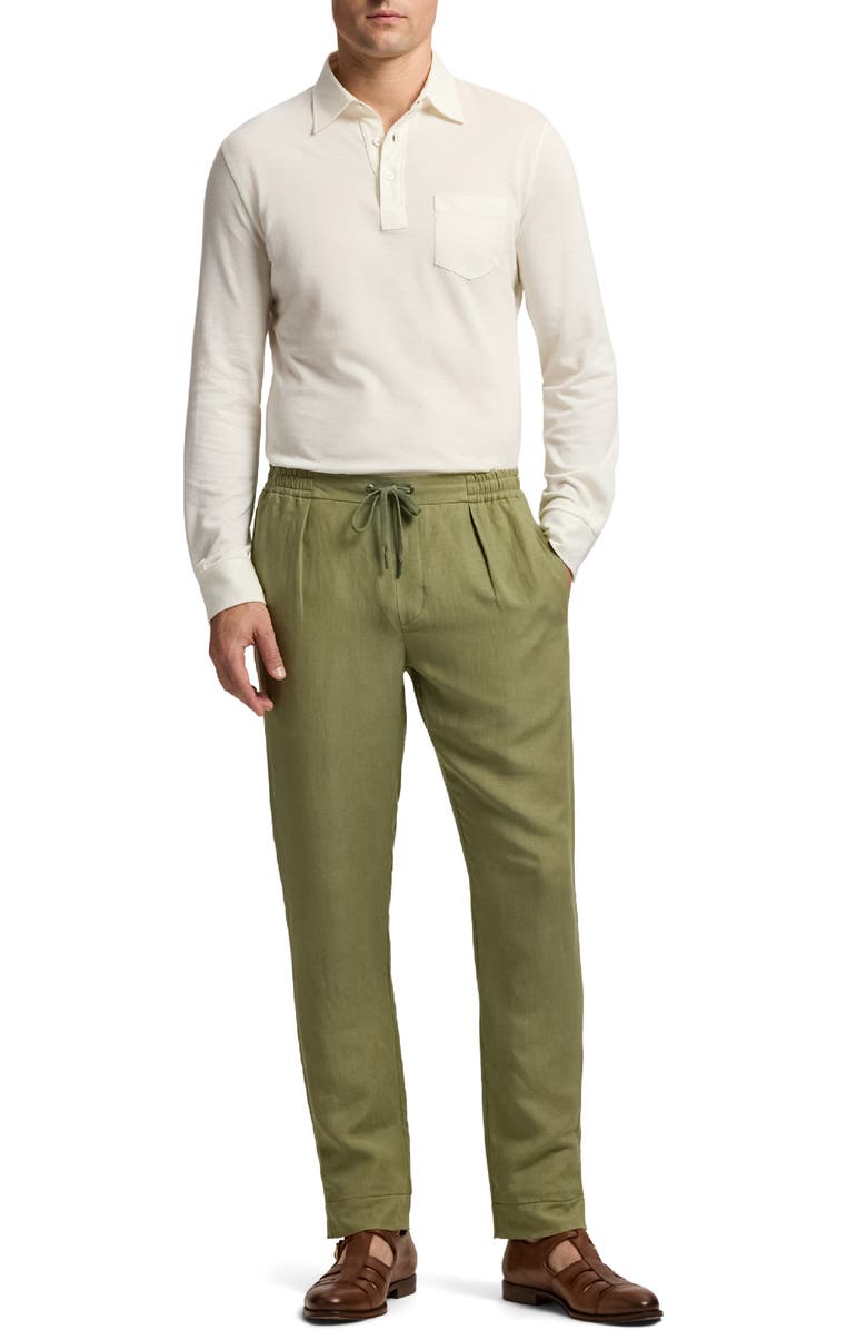 Ralph Lauren Purple Label Long Sleeve Cotton & Cashmere Piqué Pocket Polo, Alternate, color, Classic White