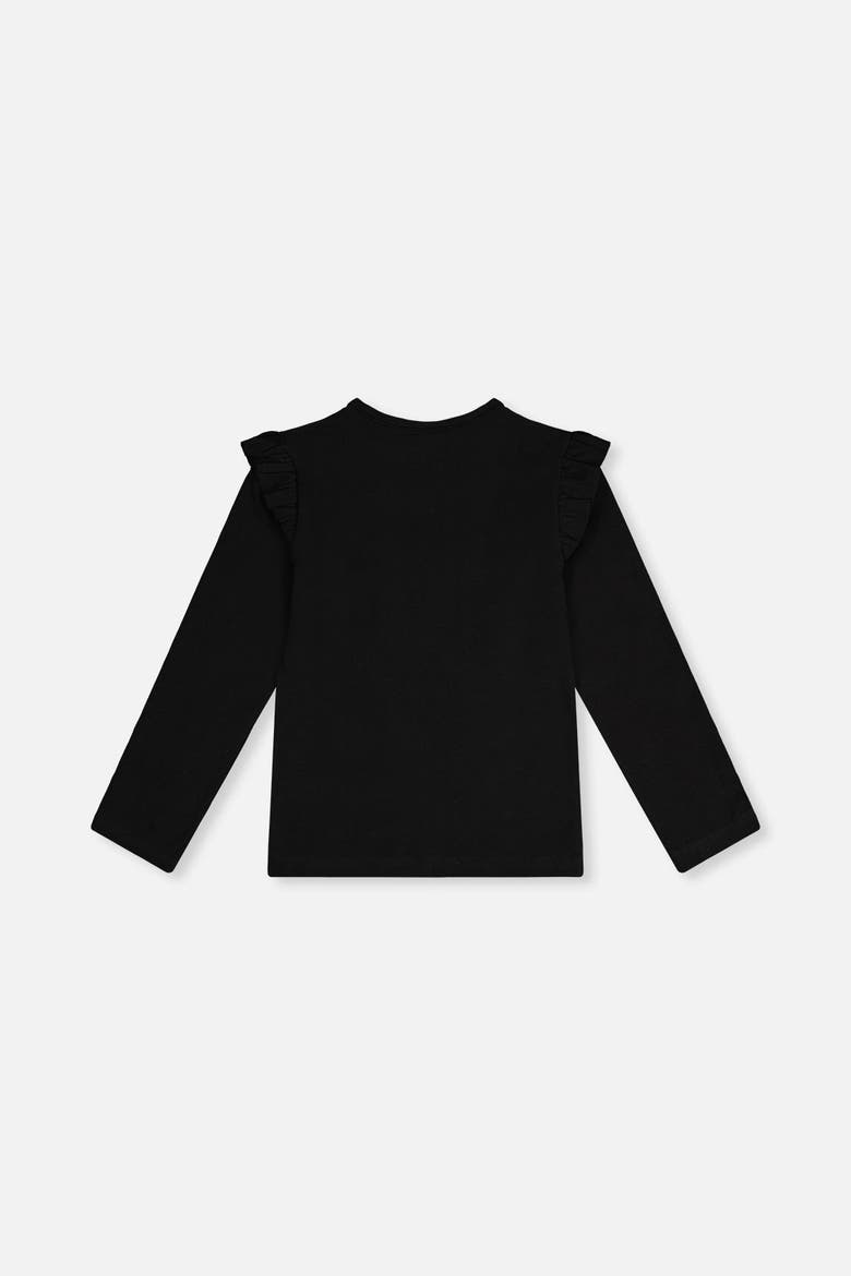 Organic Cotton Sequin Squirrel Ruffle Shoulder T-Shirt, Alternate, color, Black and Brown