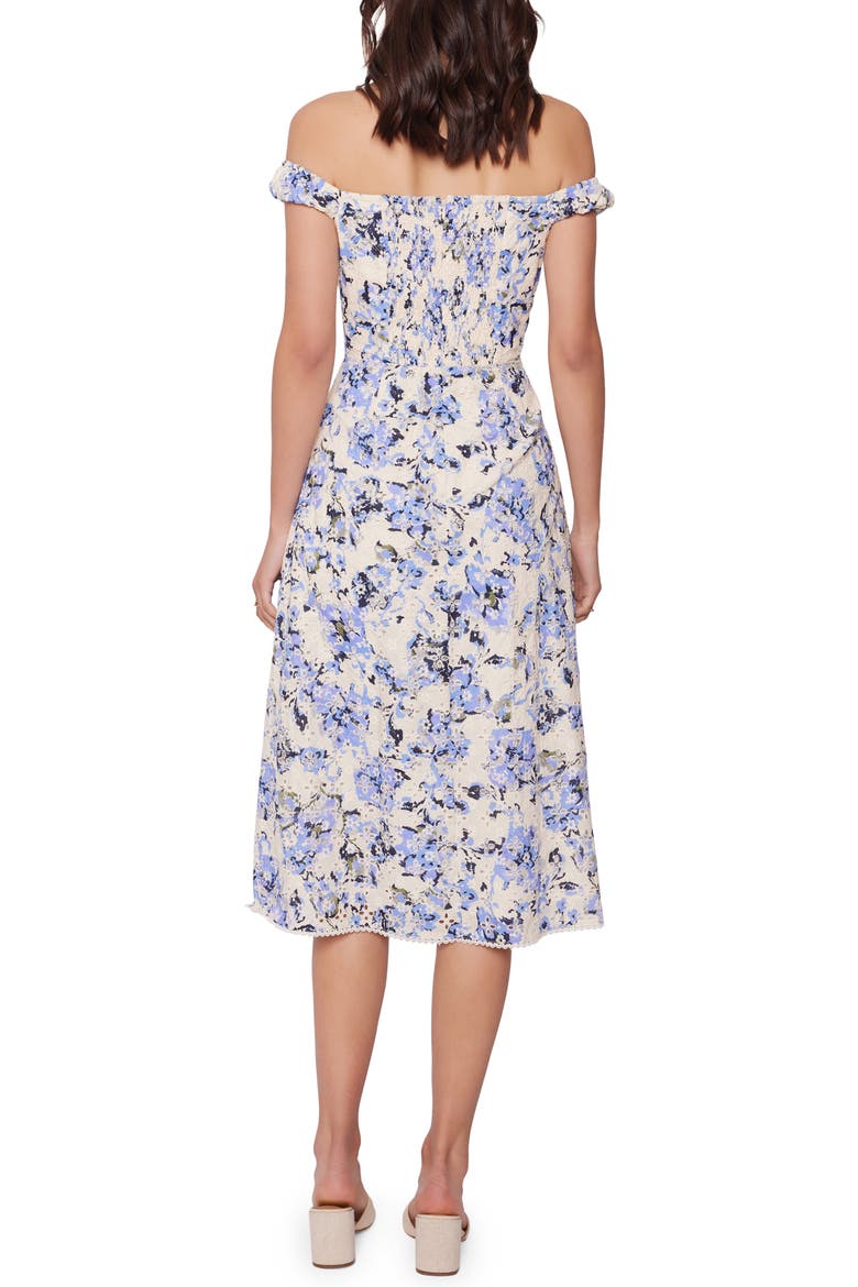 Light of Iris Floral Print Off the Shoulder Dress, Alternate, color, BLUE-FLORAL