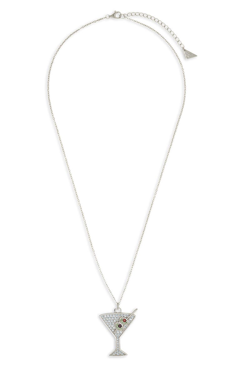 Pavé Dirty Martini Pendant Necklace, Alternate, color, SILVER