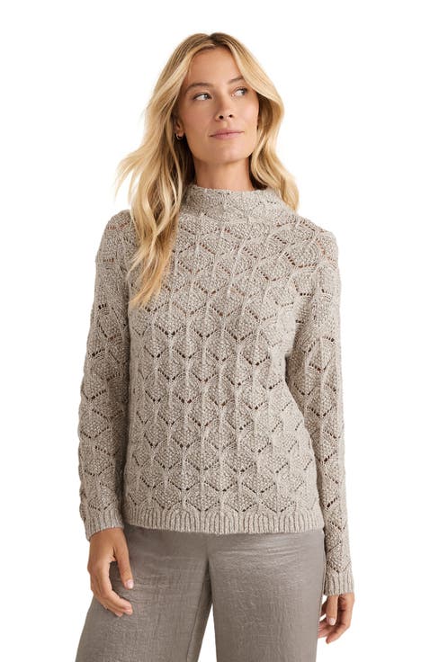 Lurex Blend Pointelle Crewneck Sweater