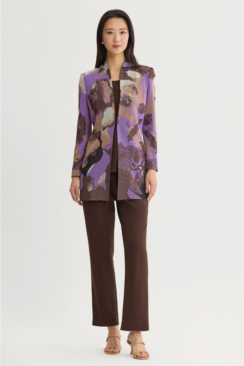 Multi Colored Jacquard Knit Jacket, Alternate, color, Sunset Purple/Dark Umber