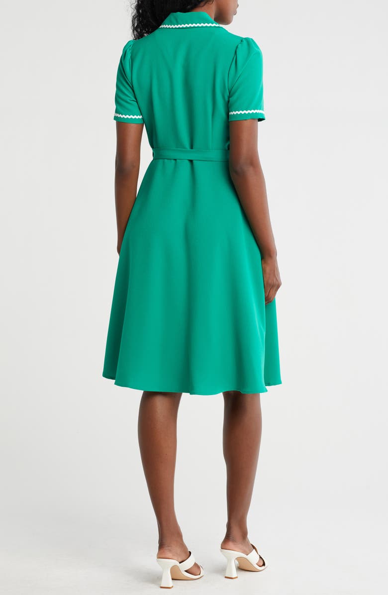 Nanette Lepore Tipped Scalloped Trim Shirtdress, Alternate, color, Shamrock Green/ White