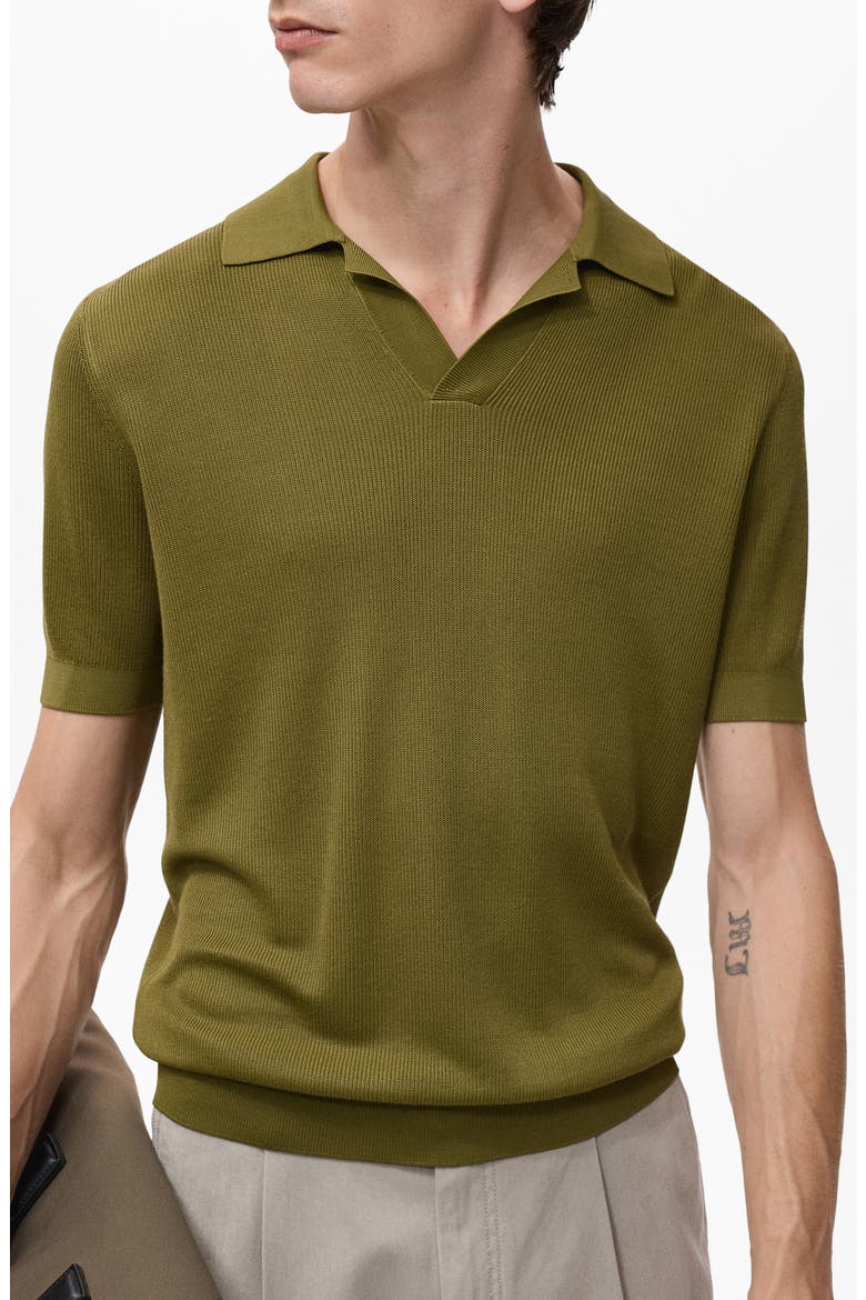 Johnny Collar Ribbed Polo Sweater, Main, color, GREEN