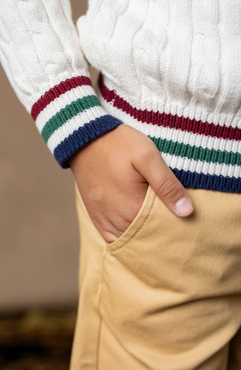 Hope & Henry Baby Boys' Organic Mock Neck Cable Sweater, Infant, Alternate, color, Soft White Cable Tipping