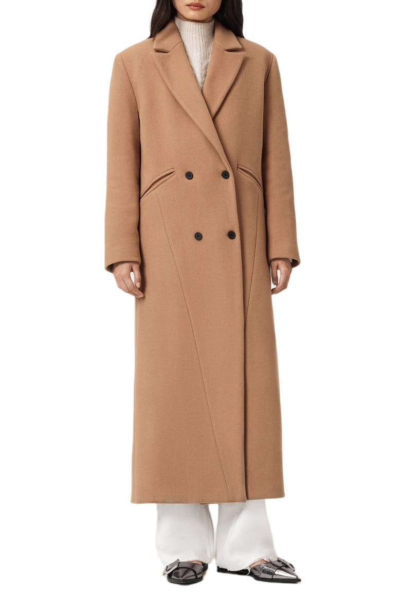 Nellie Double Breasted Wool Blend Coat, Main, color, RATTAN BROWN