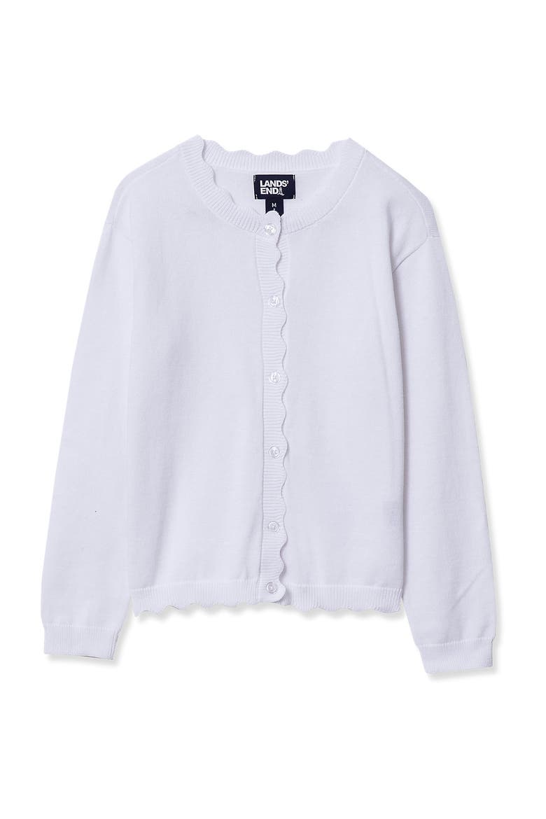 Girls Scalloped Hem Cardigan, Main, color, White
