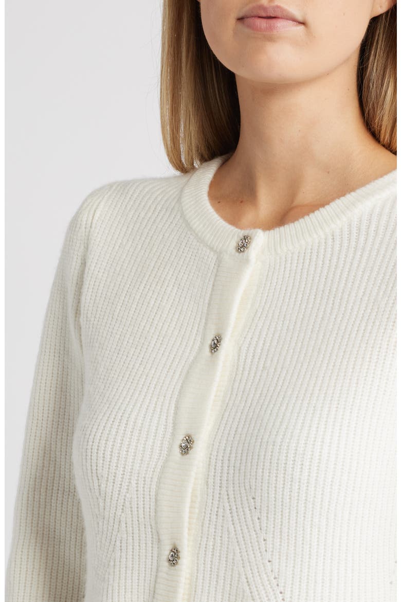 Keegan Peplum Cardigan, Alternate, color, GARDENIA
