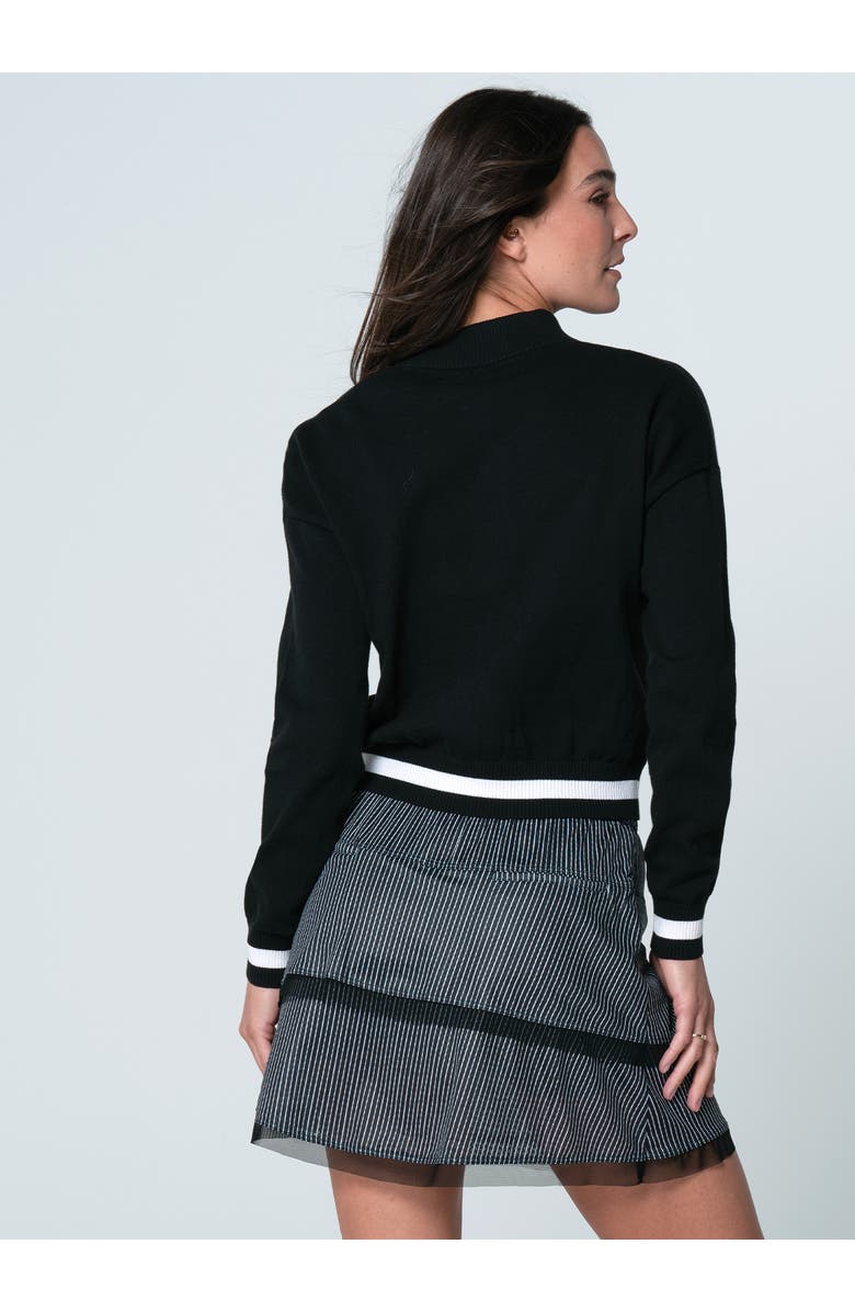 Lucky in Love Rally Mock Neck Cardigan, Alternate, color, Black