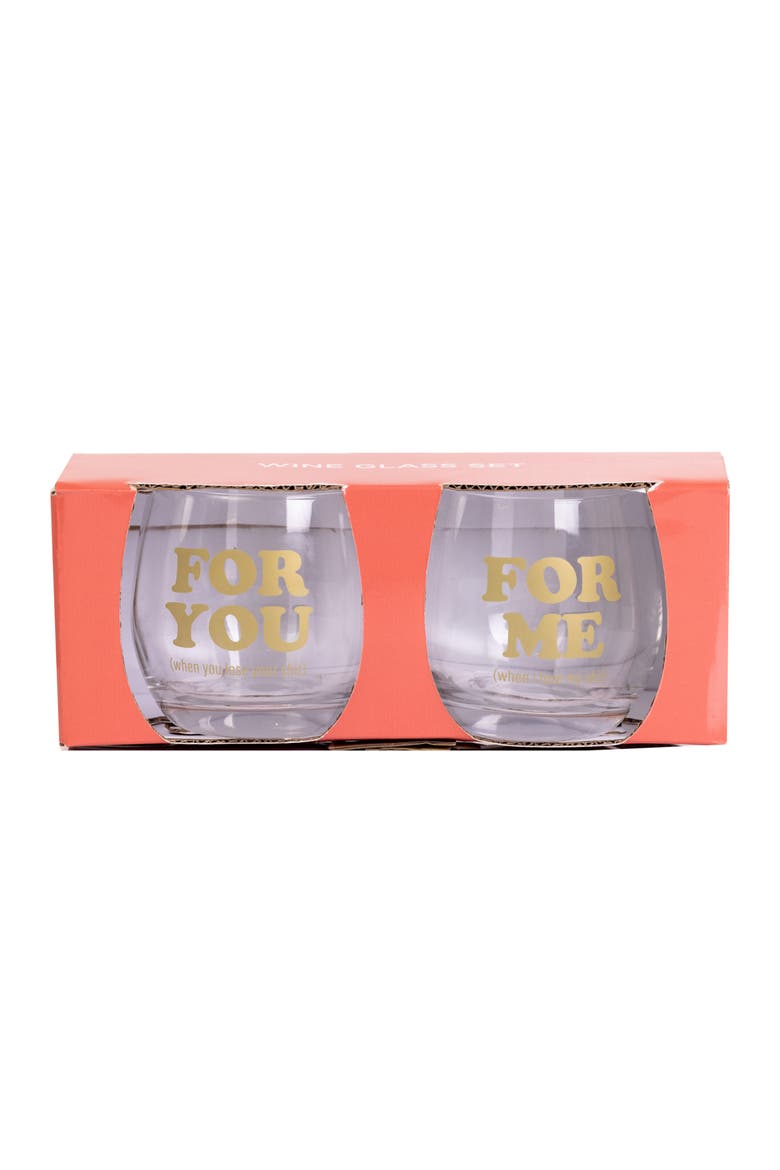 For Me/You Mini Glasses Set of 2 Glass Clear 10 oz, Main, color, Clear