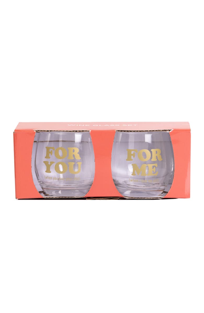 Totalee Gift For Me/You Mini Glasses Set of 2 Glass Clear 10 oz, Main, color, Clear