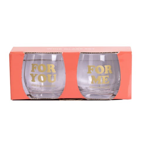 For Me/You Mini Glasses Set of 2 Glass Clear 10 oz
